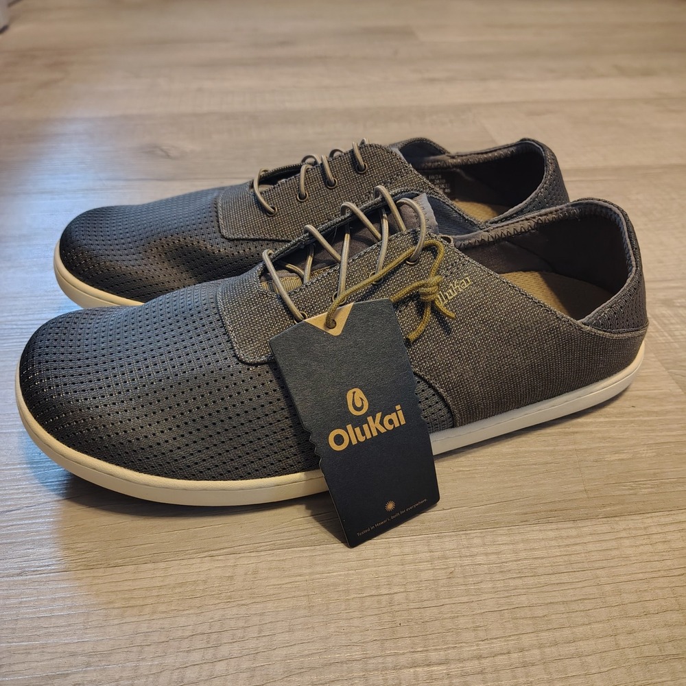 OluKai Nohea Moku Mens Shoes Charcoal Clay Mesh Boat Sneakers 10283-2610 Size 13